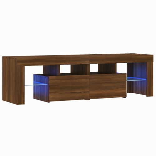 Meuble TV avec lumières LED Chêne marron 140x36,5x40 cm - Photo n°2; ?>