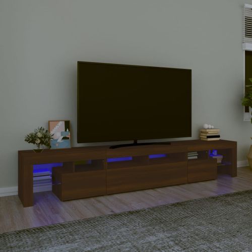 Meuble TV avec lumières LED Chêne marron 230x36,5x40 cm - Photo n°2; ?>