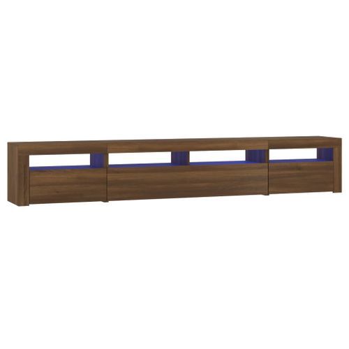 Meuble TV avec lumières LED Chêne marron 240x35x40 cm - Photo n°2; ?>