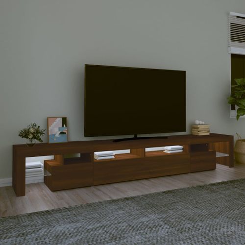 Meuble TV avec lumières LED Chêne marron 260x36,5x40 cm - Photo n°3; ?>