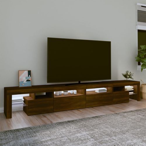 Meuble TV avec lumières LED Chêne marron 260x36,5x40 cm - Photo n°3; ?>