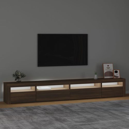 Meuble TV avec lumières LED Chêne marron 270x35x40 cm - Photo n°3; ?>