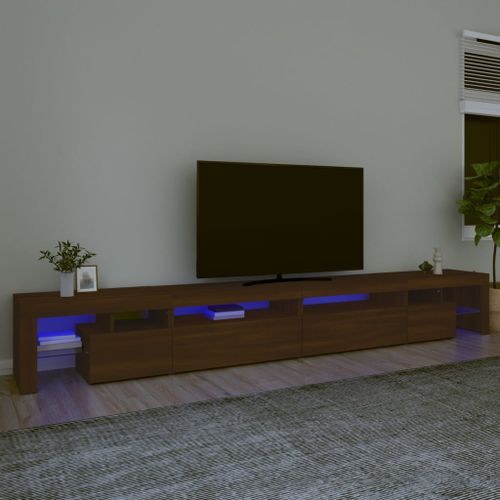 Meuble TV avec lumières LED Chêne marron 290x36,5x40 cm - Photo n°2; ?>