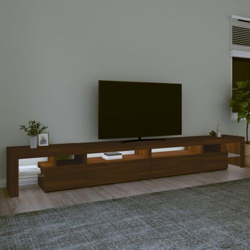 Meuble TV avec lumières LED Chêne marron 290x36,5x40 cm - Photo n°3; ?>