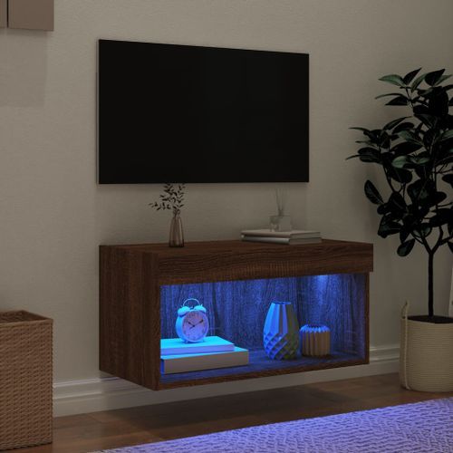 Meuble TV avec lumières LED chêne marron 60x30x30 cm - Photo n°3; ?>