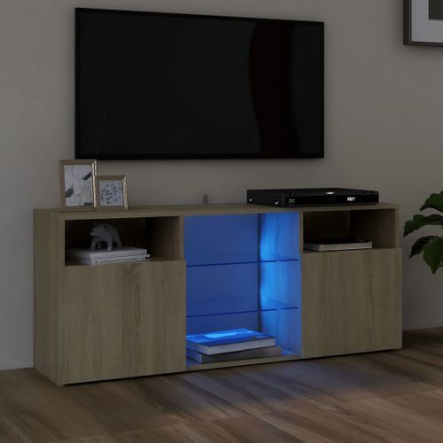 Meuble TV avec lumières LED Chêne sonoma 120x30x50 cm - Photo n°2; ?>