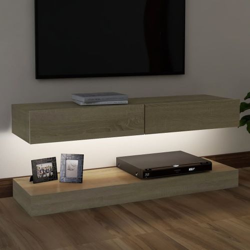 Meuble TV avec lumières LED Chêne sonoma 120x35 cm - Photo n°3; ?>