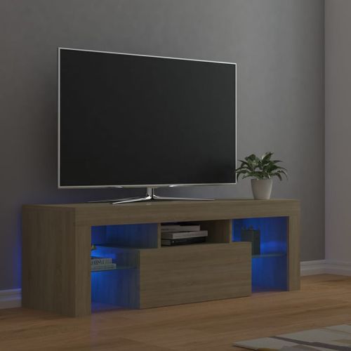 Meuble TV avec lumières LED Chêne sonoma 120x35x40 cm - Photo n°2; ?>