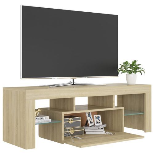 Meuble TV avec lumières LED Chêne sonoma 120x35x40 cm - Photo n°3; ?>