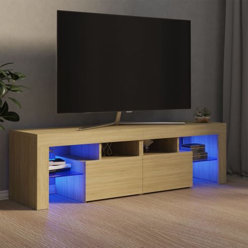 Meuble TV avec lumières LED Chêne sonoma 140x35x40 cm - Photo n°2; ?>