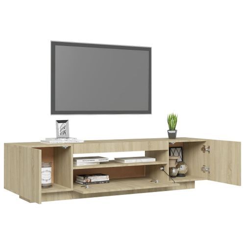 Meuble TV avec lumières LED Chêne sonoma 160x35x40 cm - Photo n°2; ?>