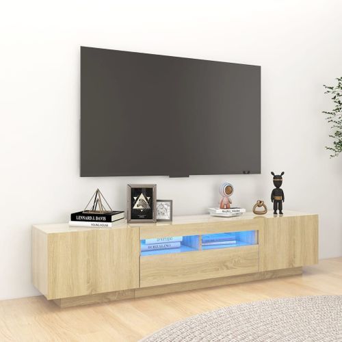 Meuble TV avec lumières LED Chêne sonoma 180x35x40 cm - Photo n°2; ?>