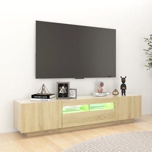 Meuble TV avec lumières LED Chêne sonoma 180x35x40 cm - Photo n°3; ?>