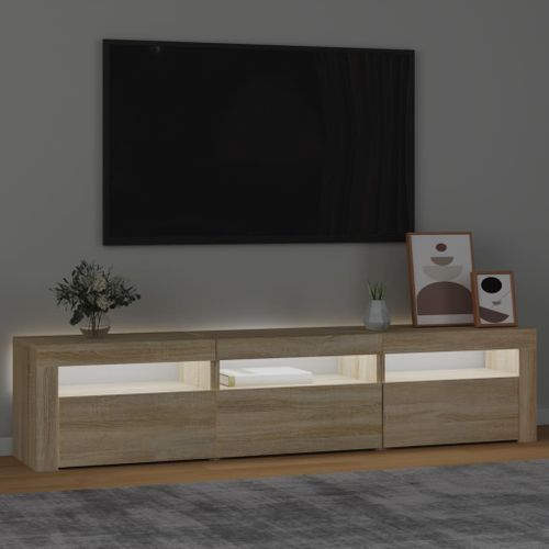 Meuble TV avec lumières LED Chêne sonoma 180x35x40 cm - Photo n°3; ?>