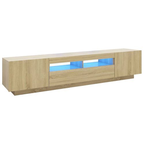 Meuble TV avec lumières LED Chêne sonoma 200x35x40 cm - Photo n°2; ?>