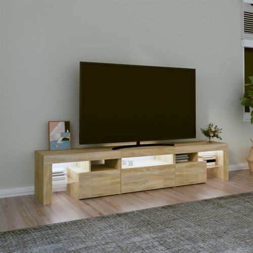 Meuble TV avec lumières LED Chêne sonoma 200x36,5x40 cm - Photo n°3; ?>