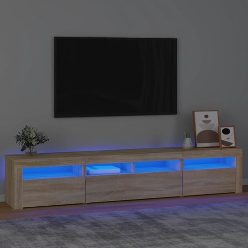 Meuble TV avec lumières LED Chêne sonoma 210x35x40 cm - Photo n°2; ?>