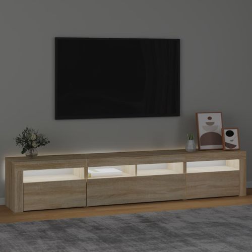 Meuble TV avec lumières LED Chêne sonoma 210x35x40 cm - Photo n°3; ?>