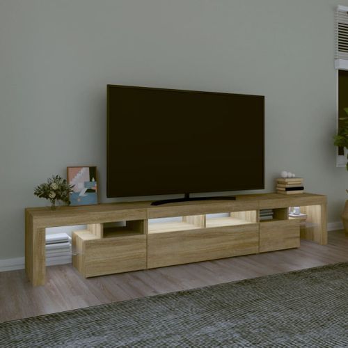 Meuble TV avec lumières LED Chêne sonoma 230x36,5x40 cm - Photo n°3; ?>