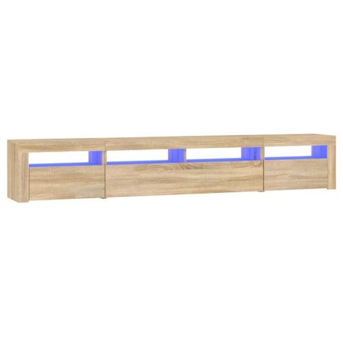 Meuble TV avec lumières LED Chêne sonoma 240x35x40 cm - Photo n°2; ?>