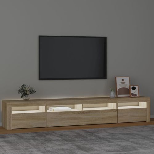 Meuble TV avec lumières LED Chêne sonoma 240x35x40 cm - Photo n°3; ?>