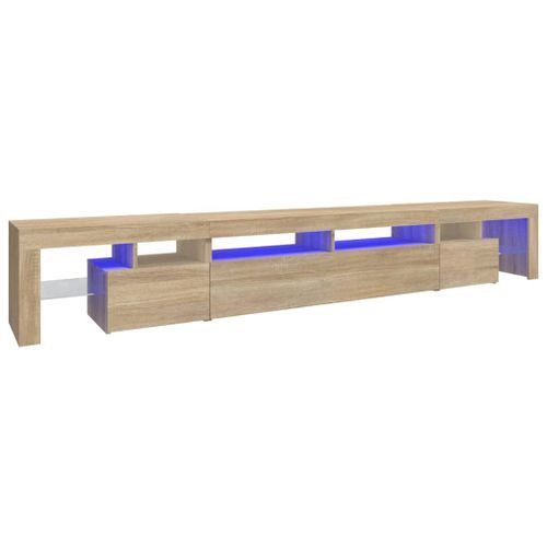 Meuble TV avec lumières LED Chêne sonoma 260x36,5x40 cm - Photo n°2; ?>