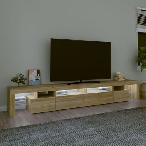 Meuble TV avec lumières LED Chêne sonoma 260x36,5x40 cm - Photo n°3; ?>