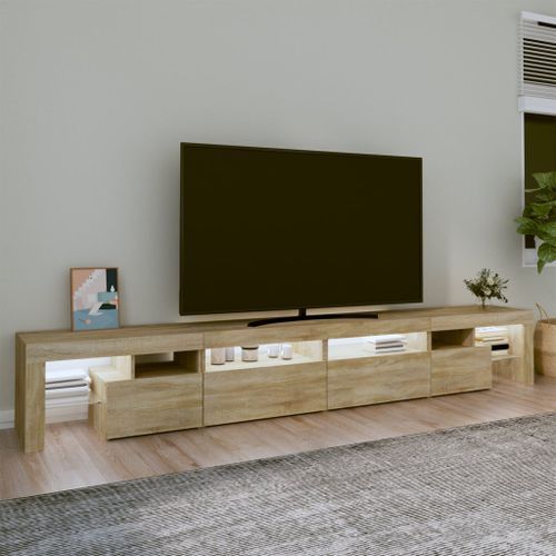 Meuble TV avec lumières LED Chêne sonoma 260x36,5x40 cm - Photo n°3; ?>