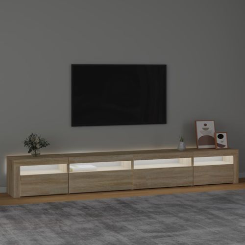 Meuble TV avec lumières LED Chêne sonoma 270x35x40 cm - Photo n°3; ?>