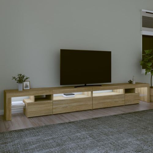 Meuble TV avec lumières LED Chêne sonoma 290x36,5x40 cm - Photo n°3; ?>