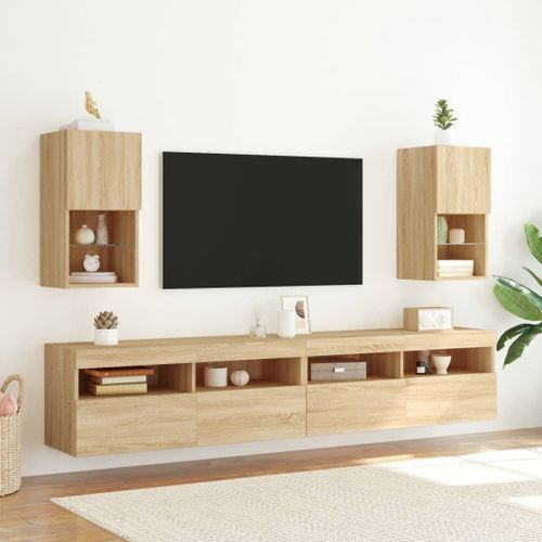 Meuble TV avec lumières LED chêne sonoma 30,5x30x60 cm - Photo n°3; ?>