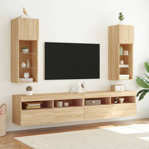 Meuble TV avec lumières LED chêne sonoma 30,5x30x90 cm - Photo n°3; ?>