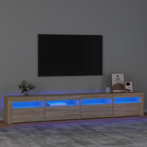 Meuble TV avec lumières LED Chêne sonoma 2 - Photo n°2; ?>