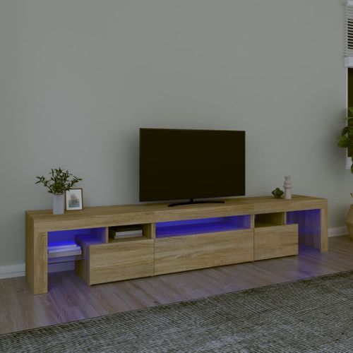 Meuble TV avec lumières LED Chêne sonoma - Photo n°2; ?>