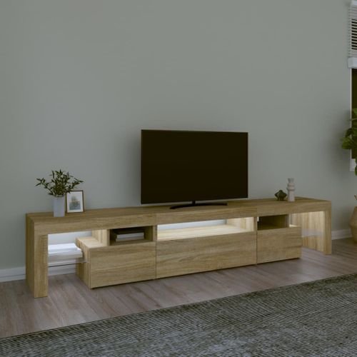 Meuble TV avec lumières LED Chêne sonoma - Photo n°3; ?>