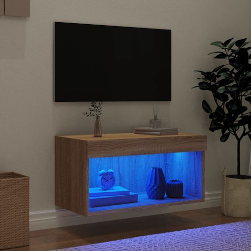 Meuble TV avec lumières LED chêne sonoma 60x30x30 cm - Photo n°3; ?>