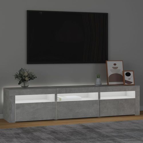 Meuble TV avec lumières LED Gris béton 180x35x40 cm - Photo n°3; ?>