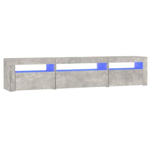 Meuble TV avec lumières LED Gris béton 195x35x40 cm - Photo n°2; ?>