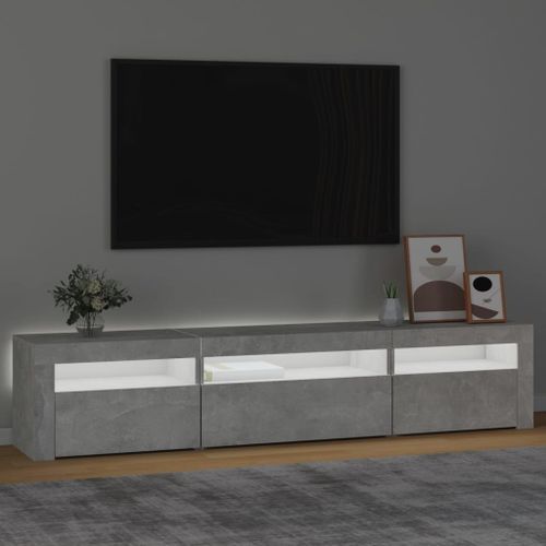 Meuble TV avec lumières LED Gris béton 195x35x40 cm - Photo n°3; ?>