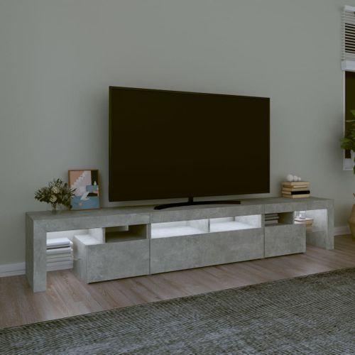 Meuble TV avec lumières LED Gris béton 230x36,5x40 cm - Photo n°3; ?>