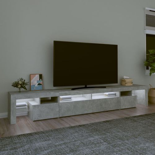 Meuble TV avec lumières LED Gris béton 260x36,5x40 cm - Photo n°3; ?>