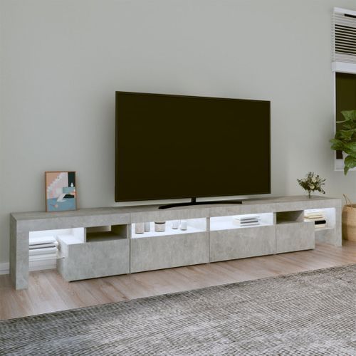 Meuble TV avec lumières LED Gris béton 260x36,5x40 cm - Photo n°3; ?>