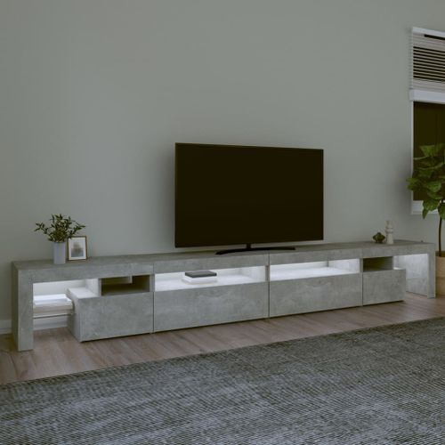 Meuble TV avec lumières LED Gris béton 290x36,5x40 cm - Photo n°3; ?>