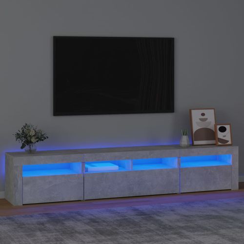 Meuble TV avec lumières LED Gris béton - Photo n°2; ?>