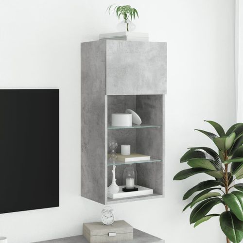 Meuble TV avec lumières LED gris béton 40,5x30x90 cm - Photo n°3; ?>