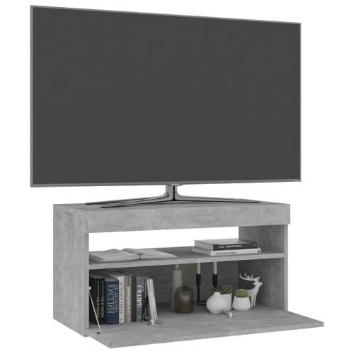 Meuble TV avec lumières LED Gris béton 75x35x40 cm - Photo n°3; ?>