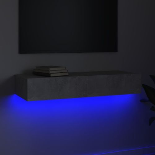 Meuble TV avec lumières LED Gris béton 90x35x15,5 cm - Photo n°3; ?>