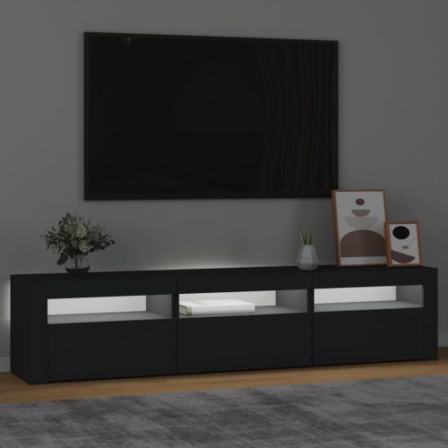 Meuble TV avec lumières LED Noir 180x35x40 cm - Photo n°3; ?>