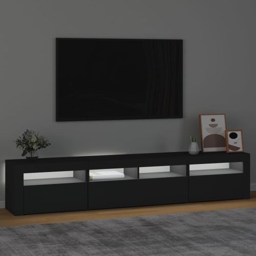 Meuble TV avec lumières LED Noir 210x35x40 cm - Photo n°3; ?>