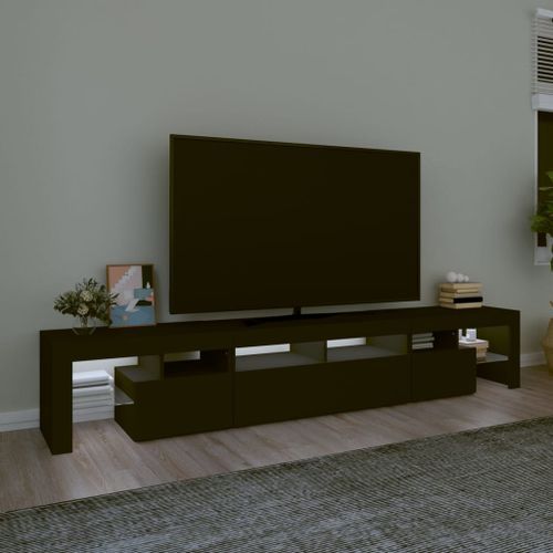 Meuble TV avec lumières LED Noir 230x36,5x40 cm - Photo n°3; ?>